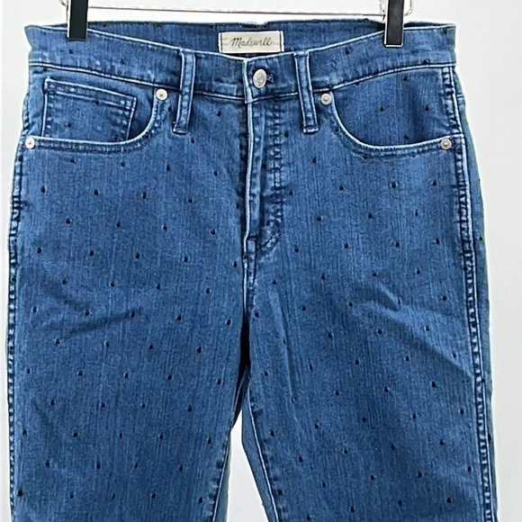 Madewell Slim Straight Embroidered Navy Dots Jeans - Size 29 - Picture 4 of 10